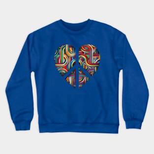 Colorful Abstract Heart-Peace Symbol Crewneck Sweatshirt